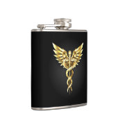 Gold Polygonal Symbol Caduceus Flachmann (Rechts)