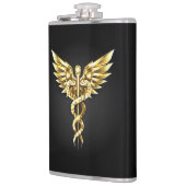Gold Polygonal Symbol Caduceus Flachmann (Links)