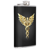 Gold Polygonal Symbol Caduceus Flachmann (Rechts)