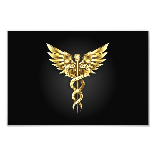 Gold Polygonal Symbol Caduceus Fotodruck (Vorne)