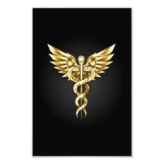 Gold Polygonal Symbol Caduceus Fotodruck (Vorne)