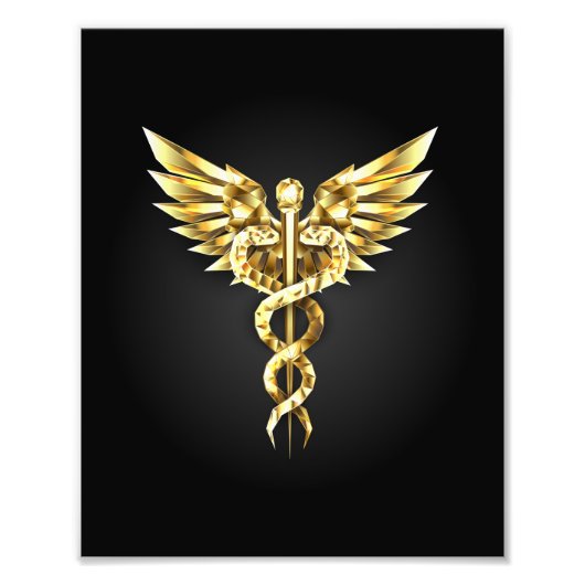Gold Polygonal Symbol Caduceus Fotodruck (Vorne)