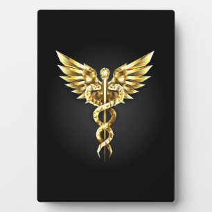 Gold Polygonal Symbol Caduceus Fotoplatte