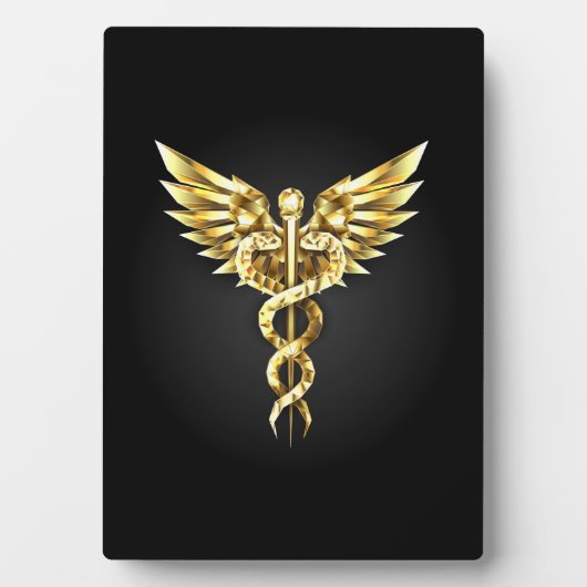 Gold Polygonal Symbol Caduceus Fotoplatte (Vorderseite)