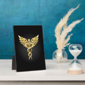 Gold Polygonal Symbol Caduceus Fotoplatte (Seite)