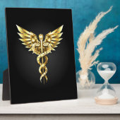 Gold Polygonal Symbol Caduceus Fotoplatte (Seite)