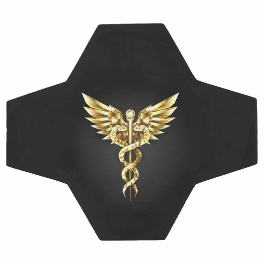 Gold Polygonal Symbol Caduceus Fußball (Flach)