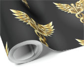 Gold Polygonal Symbol Caduceus Geschenkpapier (Rolleneckpunkt)