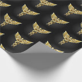Gold Polygonal Symbol Caduceus Geschenkpapier (Ecke)