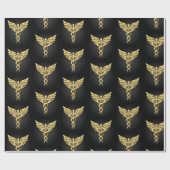 Gold Polygonal Symbol Caduceus Geschenkpapier (Flach)