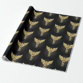 Gold Polygonal Symbol Caduceus Geschenkpapier (Ungerollt)