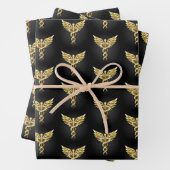 Gold Polygonal Symbol Caduceus Geschenkpapier Set (Beispiel)
