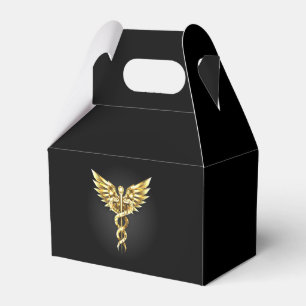 Gold Polygonal Symbol Caduceus Geschenkschachtel