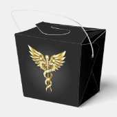 Gold Polygonal Symbol Caduceus Geschenkschachtel (Rückseite)