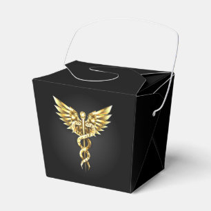 Gold Polygonal Symbol Caduceus Geschenkschachtel