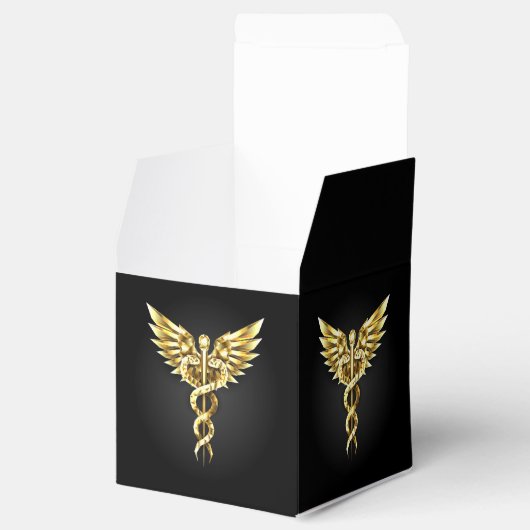 Gold Polygonal Symbol Caduceus Geschenkschachtel (Geöffnet)