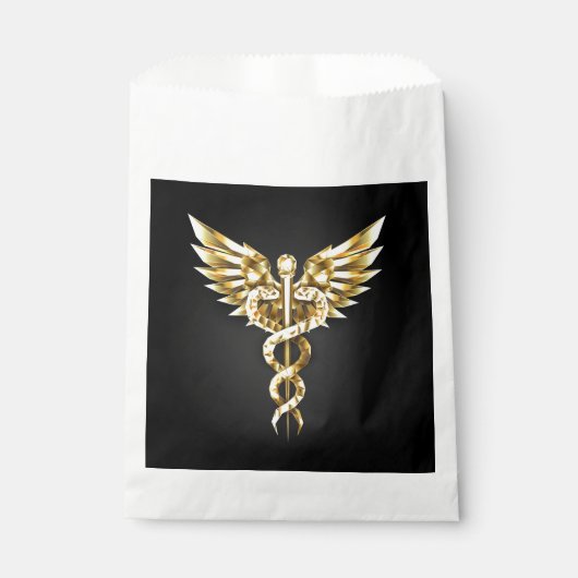 Gold Polygonal Symbol Caduceus Geschenktütchen (Vorderseite)