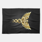 Gold Polygonal Symbol Caduceus Geschirrtuch (Horizontal)