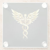 Gold Polygonal Symbol Caduceus Glasuntersetzer (Rückseite)