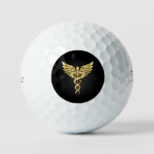 Gold Polygonal Symbol Caduceus Golfball (Vorderseite)