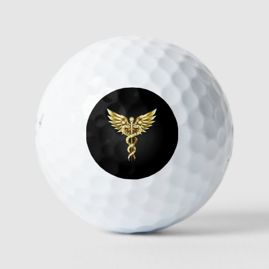 Gold Polygonal Symbol Caduceus Golfball (Vorderseite)