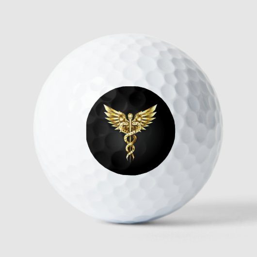 Gold Polygonal Symbol Caduceus Golfball (Vorderseite)