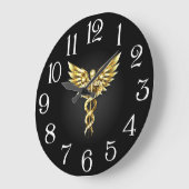Gold Polygonal Symbol Caduceus Große Wanduhr (Winkel)
