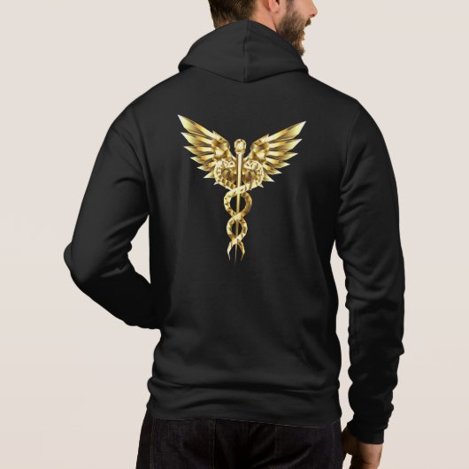 Gold Polygonal Symbol Caduceus Hoodie (Rückseite)