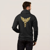 Gold Polygonal Symbol Caduceus Hoodie (Schwarz voll)