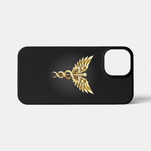 Gold Polygonal Symbol Caduceus iPhone Hülle (Rückseite (Horizontal))