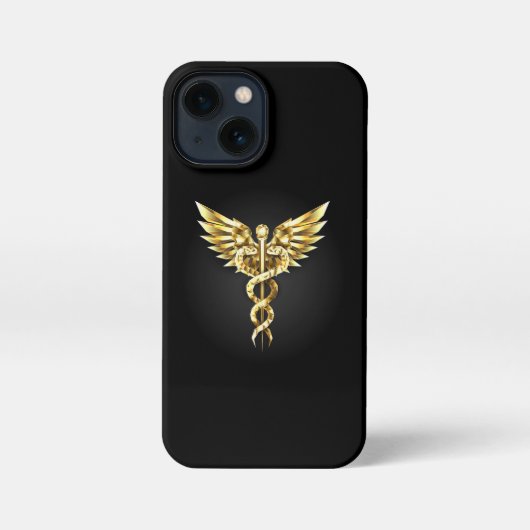 Gold Polygonal Symbol Caduceus iPhone Hülle (Rückseite)