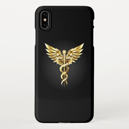 Gold Polygonal Symbol Caduceus iPhone Hülle (Rückseite)