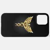 Gold Polygonal Symbol Caduceus iPhone Hülle (Hinten horizontal)