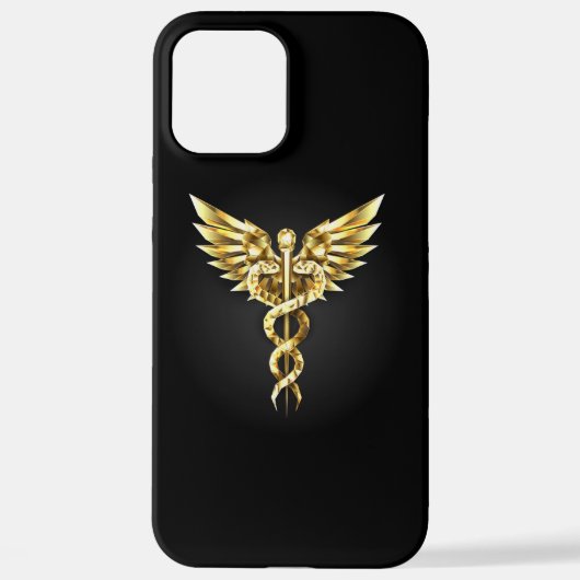 Gold Polygonal Symbol Caduceus iPhone Hülle (Rückseite)