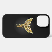 Gold Polygonal Symbol Caduceus iPhone Hülle (Rückseite (Horizontal))