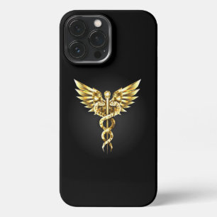 Gold Polygonal Symbol Caduceus iPhone 13 Pro Max Hülle