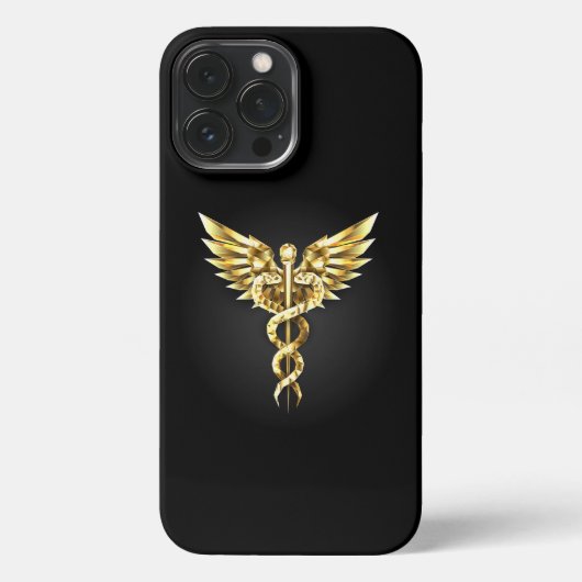 Gold Polygonal Symbol Caduceus iPhone Hülle (Rückseite)
