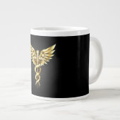 Gold Polygonal Symbol Caduceus Jumbo-Tasse (Vorderseite Rechts)