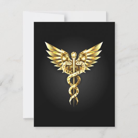 Gold Polygonal Symbol Caduceus Karte (Vorderseite)
