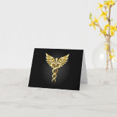 Gold Polygonal Symbol Caduceus Karte (Gelbe Blume)