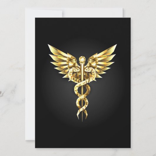 Gold Polygonal Symbol Caduceus Karte (Vorderseite)