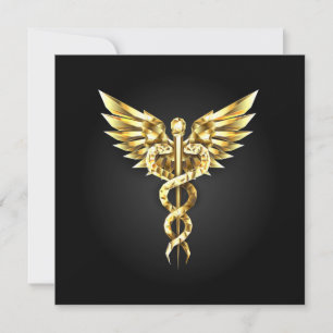 Gold Polygonal Symbol Caduceus Karte