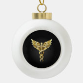 Gold Polygonal Symbol Caduceus Keramik Kugel-Ornament (Vorderseite)