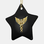 Gold Polygonal Symbol Caduceus Keramik Ornament (Links)