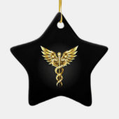 Gold Polygonal Symbol Caduceus Keramik Ornament (Hinten)