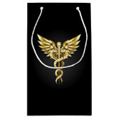 Gold Polygonal Symbol Caduceus Kleine Geschenktüte (Rückseite)
