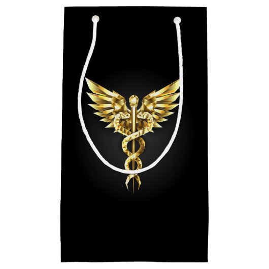 Gold Polygonal Symbol Caduceus Kleine Geschenktüte (Vorderseite)