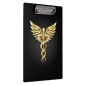 Gold Polygonal Symbol Caduceus Klemmbrett (Rechts)