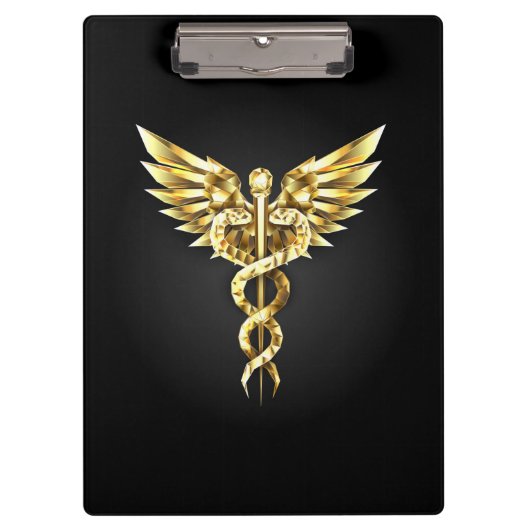 Gold Polygonal Symbol Caduceus Klemmbrett (Vorderseite)