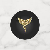 Gold Polygonal Symbol Caduceus Konfetti (Klein Vorderseite)